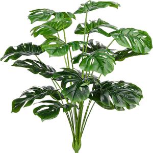 CLONG Artificial Palm Leaves Plants Faux Fake Monstera Turtle Leaf Tropical Large Palm Tree Leaves Plant Outdoor UV Resistant Plastic Plants (Green)