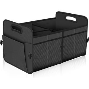 Femuar Car Trunk Organizer with 72L Large Capacity Waterproof Collapsible and 11 Pockets, Trunk Organizer for Car SUV/Jeep/Sedan, Large Size, Grey