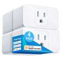 Meross Smart Plug Mini, 15A & Reliable Wi-Fi, Support Apple HomeKit, Siri, Alexa, Echo, Google Assistant and Nest Hub, App Control, Timer, No Hub Needed, 2.4G WiFi Only, 4 Pack