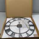 Large Modern Metal Wall Clocks Rustic Round Nearly Silent Little Ticking Battery Operated Roman Numerals Clock for Living Room/Bedroom/Kitchen Wall Decor-(Black, 47cm)