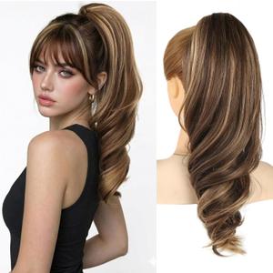 Clip In Ponytail Hair Extensions Ponytail 18" Claw Clip On Ponytail Extension for Women Long Wavy Hair Pieces for Women Synthetic Pony Tails Natural Wavy Hairpieces
