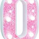 Pooqla Marquee Number Lights, Pink Light Up Numbers for Girls 10th Birthday, Battery Powered Glitter Number Night Light Gift for Christmas Bedroom Dorm Party Decoration, Cool White Number 0