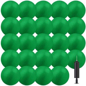 Yunsailing 24 Pcs Dodgeballs Bulk 6 Inch Playground Balls, Sport Kickball Rubber Bouncy Inflatable Balls with a Hand Pump for Kids Adults Indoor Outdoor Ball Games, Kickball, Handball, Four Square, Green