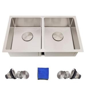 33x22 Drop In Kitchen Sink Double Bowl, Delironexu Kitchen Sink 33x22