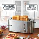 Elite Gourmet 4-Slice Long Slot Toaster, 1.5" Wide & 5.1" Deep Slots