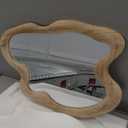 AAZZKANG Irregular Wooden Wall Mirror, 28"x20", Asymmetrical, Minimalist, Decorative, Rustic, for Bedroom, Living Room, Entryway