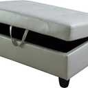 NicBex 35" W Storage Ottoman,Modern PU Leather Ottoman with Storage,Ottoman Foot Rest Stool for Under Desk at Work,Bedroom Bench with Storage,Ottoman Bench for Living Room,Silver Green