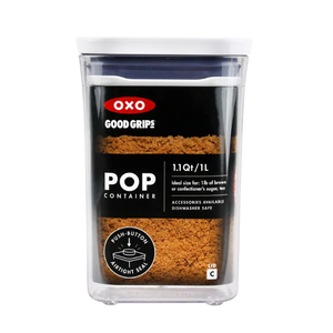 OXO Good Grips POP Container - Airtight Food Storage - Small Square Short 1.1 Qt Ideal for 1 lb of brown sugar or confectioner's sugar