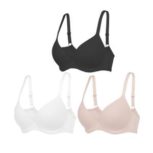3Pcs Set Everyday Bra for Women T-Shirt Push Up Underwear with Support Anti-Sag Causal Comfortable Lingerie size L