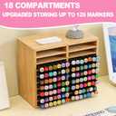 126 Bamboo Marker Organizer, Desktop Storage Hold 126 Markers, 18 Compartments Marker Storage for Home, Classroom, Office, Pen Pencil Holder Desk Art Supply Organizer