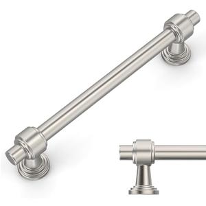 Amerdeco 10 Pack Brushed Satin Nickel Cabinet Pulls 5 Inch(128mm) Hole Center Drawer Pulls Cabinet Hardware Kitchen Cabinet Handles for Bathroom Dresser Pulls ZH0069