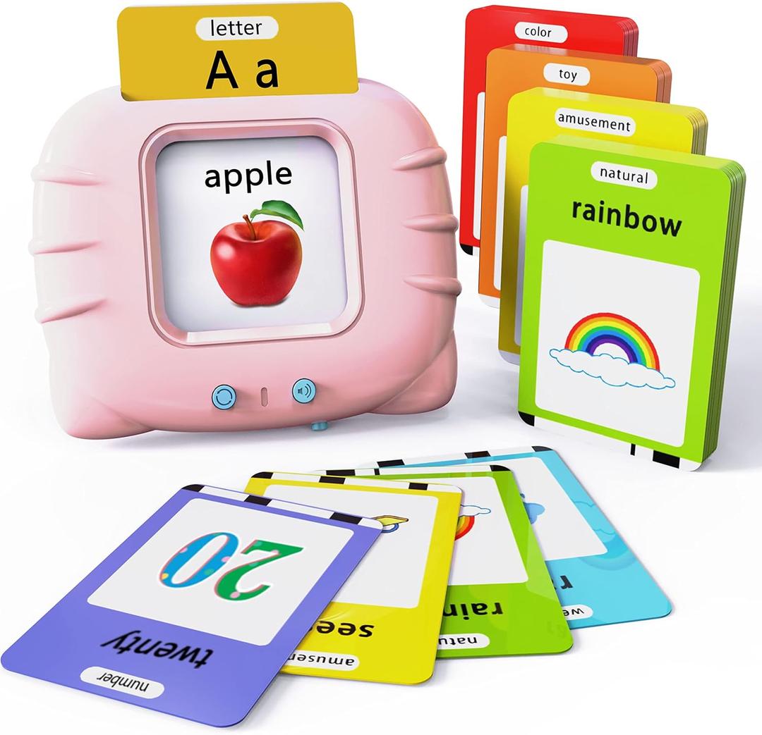 Lapare Audible Educational Toy with Music for Toddlers Age 1 2 3 4 5, 252 Sight Words Flash Cards Kindergarten Toy for Girls to Learn Alphabet Number Color Shapes and More (Pink)