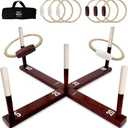 SWOOC Games - Rustic Ring Toss Game (All Weather) - Easy Setup & Extra Games Included - Ring Toss Game for Adults - Outdoor Activities for Adults - Yard Toys for Kids - Backyard Fun - Outdoor Party