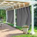 RYB HOME Extra Wide Outdoor Curtains Windproof, Blackout Waterproof Privacy Outside Curtains for Patio Pergola Pool Hut Screen Porch Outside Deck, W 84 x L 96 inch, Grey, 2 Panels