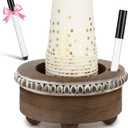 Wooden Cup Holder with Marker Slot Brown Cup Holder Dispenser Disposable Mug Dispenser for Party Decoration Bathroom Kitchen Showers Picnic Housewarming Couples Gift (Stylish Style)