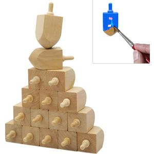 The Dreidel Company Hanukkah 10-Pack Wooden Dreidel, Design Your Own 3" Inch Chanukah Dreidel, Unfinished and Natural