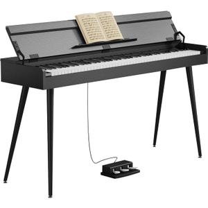 Digital Piano 88 Key Weighted Keyboard,Full-Size Desk Progressive Hammer-Action Electric Piano For Beginners, With Sheet Music Stand, Pedal,Power Adapter, Headphone Mode, Usb-Midi