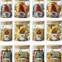 wangsdjy Christmas Glass Jars with Bamboo Lids - Glass Pantry Storage Containers with Lids for Winter Xmas, Christmas Kitchen Decor, Cookie jar & Candy Jars-set of 12 (6 Large & 6 Small)