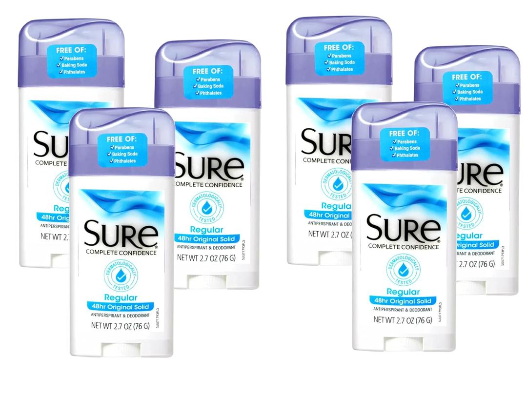 Sure Deodorant 2.7 Ounce Original Solid Regular (Pack of 6)