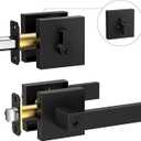 TICONN Matte Black Door Handle Heavy Duty, Reversible Square Door Lever for Bedroom, Bathroom, Rooms (Deadbolt with Keyed Entry - Not keyed Alike, 1 Pack)