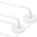 2 Pack Magnetic Curtain Rods for Metal Door, Adjustable 18 to 30 Inch Curtain Rod, 3/8" Diameter Magnet Rods for French Doors Window Cafe(White, 2Pack)