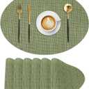 PVC Vinyl Oval Placemats Set of 8,Non-Slip,Oil-Resistant Washable Mats for Dining Table, Kitchen,Outdoor-Table Protection,Green 

	12x18 in