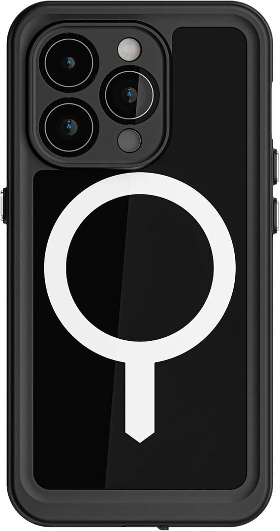 Ghostek Nautical Slim iPhone 15 Pro Waterproof Case - Built-in Screen Protector and Camera Protector, Compatible with MagSafe Accessories (6.1 Inch, Black)