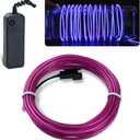 lychee 15ft Neon Glowing Strobing Electroluminescent Light El Wire w/Battery Pack for Parties, Halloween Decoration (Purple)