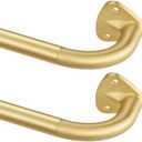2 Pack Curtain Rod for Windows 84-144 Inch, Wrap Around Curtain Rods, Blackout Curtain Rod or Window, 3/4 Inch Diameter Room Darkening Curtain Rod, Adjustable Single Telescoping Drapery Rod Brass
