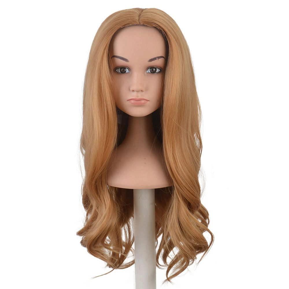 SiYi Little Girl Brown Wavy Curly Wig Middle Part Bangs Role Play Blonde Wig Festival and Party Play Wig