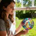Stained Glass Window Hanging, Birds Sun Catchers Glass Panel, Suncatcher Window Decor 8", Birthday for Women Men Mom and Friend Colleague