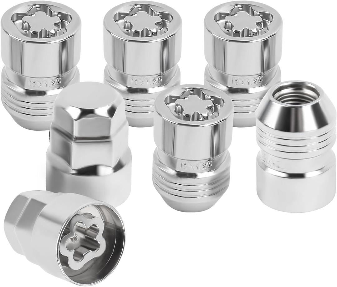M12×1.25-5 Locks and 2 Key Wheel Locking Lug Nuts, Height 1.27" Cone Seat Anti-Theft Tire Locking Nut Replacement for GR86 EX35 EX37 M56