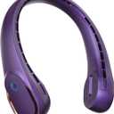 FrSara Bladeless Wearable Electric Fan, A8 Neck Fan, 5200mAh, 3 Speeds, Portable, Long Endurance, No Hair Twisting, Non-Slip Material, Rechargeable, Purple