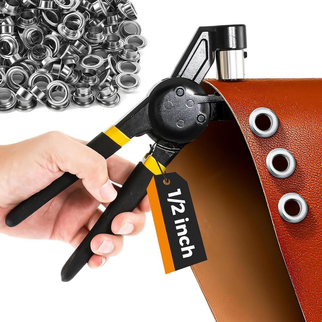 BEAMNOVA Grommet Tools Kit 1/2 Inch (12mm) Hand Press Pliers Kit with 500 Grommet Supplies, Handheld Eyelet Setter for Tarp Leather Canvas (Black) BEAMNOVA Grommet Tools Kit 1/2 Inch (12mm) Hand Press Pliers Kit with 500 Grommet Supplies, Handheld Eyelet Setter for Tarp Leather Canvas (Black)