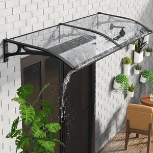 Window Awning Door Canopy Exterior, Aluminum Bracket Awnings, Black Bracket Awnings, Suitable for Terraces, Bedroom Windows, Rain and Snow Protection, Sunshade, Easy to Install