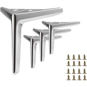 6 Inch Silver Metal Furniture Legs Heavy Duty Triangle Furniture Feet DIY Modern Replacement Legs for Cabinet Sofa Couch Chair-Set of 4