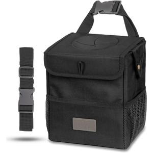 Creathing Car Trash Can [Touring Edition] - Removable Liner - 100% Leakproof, Odor Control Lid, Hanging Garbage Bin for SUV, Truck, Car (2 Gal, Black)