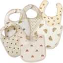 Muslin Baby Bibs for Drooling and Teething Newborn Drool Bibs for Baby Girl Boy (Khaki)