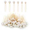 Lusofie 36Pcs Hair Pins with Pearls for Women and Girls - Bridal and Wedding Hairstyles Pearl Bobby Pins (6 Sizes) (White&Gold)