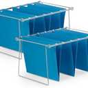 Blue Summit Hanging File Bars For File Cabinet, Letter Size, 13x17.5, Metal Files Holder Bars on Desktop, File Drawer Organizer Insert, Filing Cabinet Organizer Insert, Set of 2