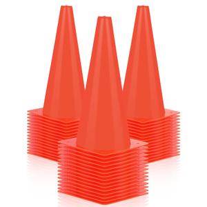 Hoteam 24 Pieces Traffic Cones, 12 Inches Cone Markers, Plastic Construction Safety Cones for Parking, Sports Training, Construction Caution, Road Traffic Cones Outdoor Activity Practice(Orange)