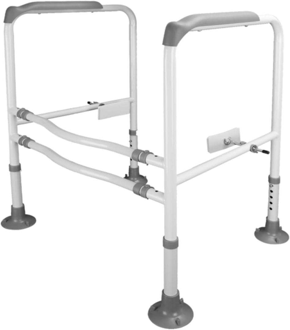 Adjustable Toilet Handrails, Toilet Handrails for Elderly, Freestanding Toilet Frame, Adjustable Height and Width, Suitable for Elderly and Pregnant Patients, White