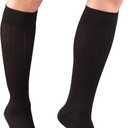 Truform Compression Socks, 15-20 mmHg, Women's Dress Socks, Knee High Over Calf Length, Black Rib Knit, Medium