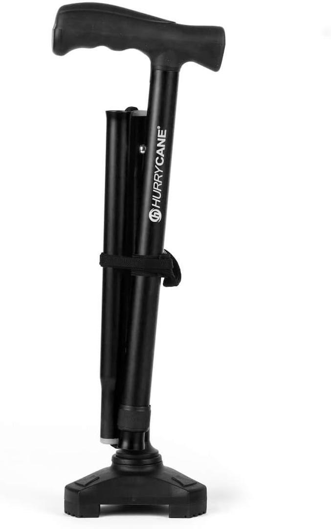 Hurrycane All-Terrain Cane Lightweight Folding Walking Stick - Black