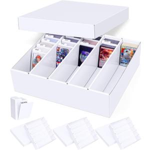 5 Row Trading Card Storage Box, 4 Pack Cardboard Storage Box with Divider for Mtg, Tcg, Sports Cards