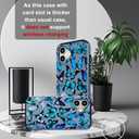 Compatible for iPhone 16 Plus Case Cute with Card Holder Shockproof Slim Slot Phone Wallet Cover for Women/Blue Butterflies Bright Animals Beautiful Theme Ornament