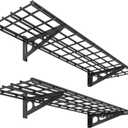 FLEXIMOUNTS 2-Pack 1x4ft 12-inch-by-48-inch Wall Shelf Garage Storage Rack Wall Mounted Floating Shelves, Black