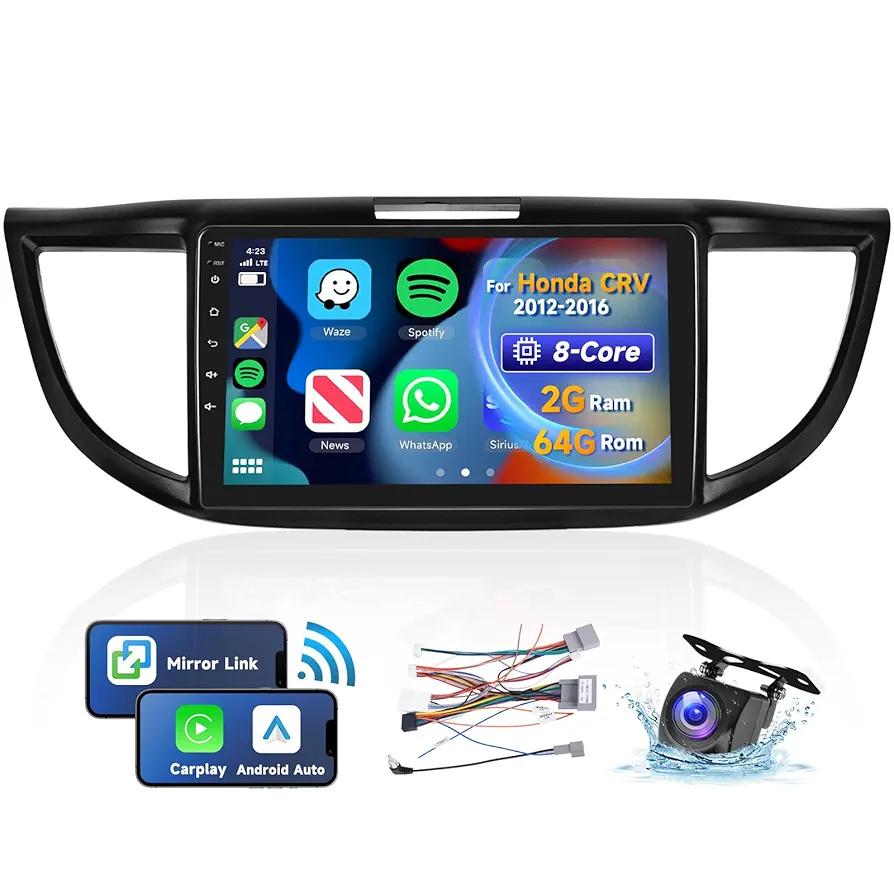 8 CORE 2G+64G Car Stereo for Honda CRV 2012 2013 2014 2015 2016, Wireless Carplay Android Auto with Android 13, 9 Inch Touch Screen Car Radio, Bluetooth, GPS Navi, WiFi, SWC, DSP + HD Backup Camera
