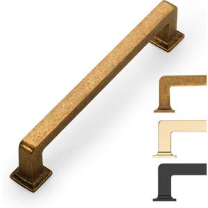10 Pack Antique Brass Cabinet Pulls 5 Inch Kitchen Cabinet Handles Vintage Drawer Pulls Kitchen Handles for Cabinets Retro Dresser Pulls Drawer Handle (5"/128MM Hole Center)