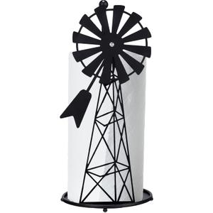 Vesici Windmill Paper Towel Holder Western Farmhouse Standing Paper Towel Roll Holder Black Countertop Metal Farm Decor Rustic Country Kitchen Rack for Kitchen Bathroom Home, 14.4 Inch